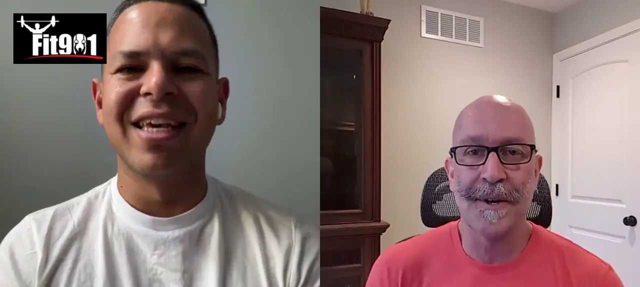 Alex, a Fit 901 client, laughing on a video coaching call with Coach Rob.
